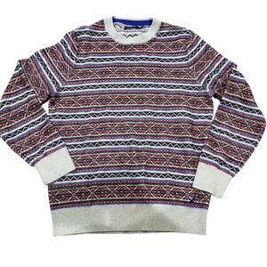 Nautica Men’s jacquard Fair Isle patterned Crewneck Sweater Medium
